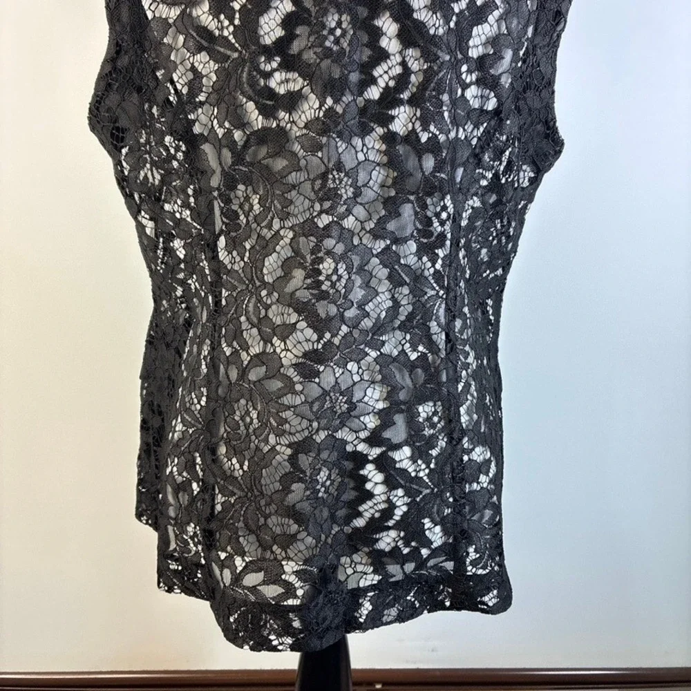 Nine West Womens Black Lace Back Sleeveless Blazer Vest Gold Button Size Large - Picture 16 of 16